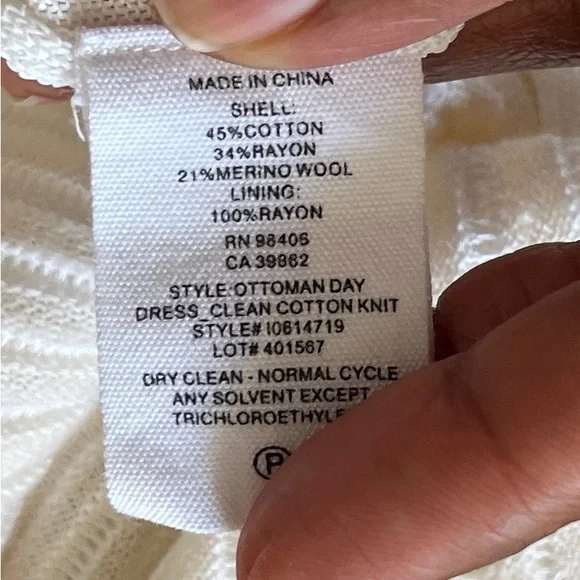 Theory Ottoman Day Dress White Size Medium Ribbed Tank Swing Dress Stitchy knit - Picture 7 of 11